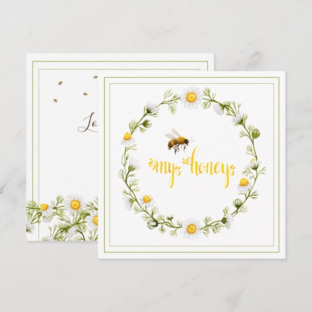 Utandning av honungsbin Daisy är min honungshjärta Julkort (Fram/baksida)