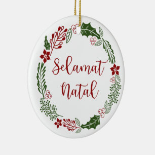 Utandning av indonesisk God jul, selamat Natal Julgransprydnad Keramik