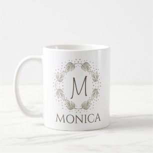 Utandning av läder med Monogram och Namn Kaffemugg