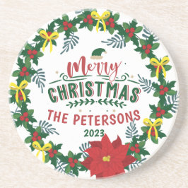 Utandning av ljus Red Poinsettia-julfamiljen Underlägg