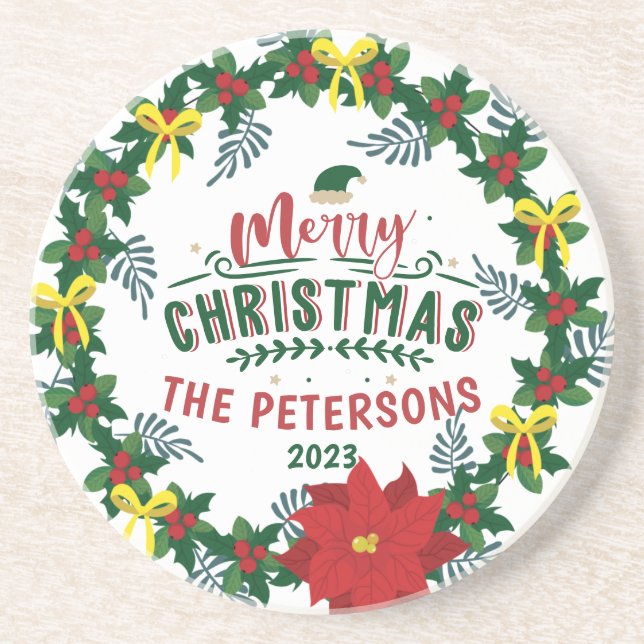 Utandning av ljus Red Poinsettia-julfamiljen Underlägg (Framsidan)