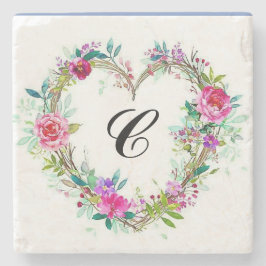 Utandning av marmor blommigt underlägg med initial