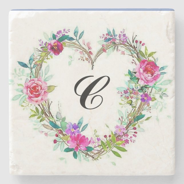 Utandning av marmor blommigt underlägg med initial (Framsidan)
