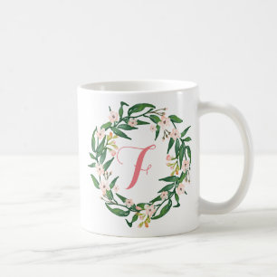 Utandning av monogram Blommigt,födelsedag,Mors dag Kaffemugg