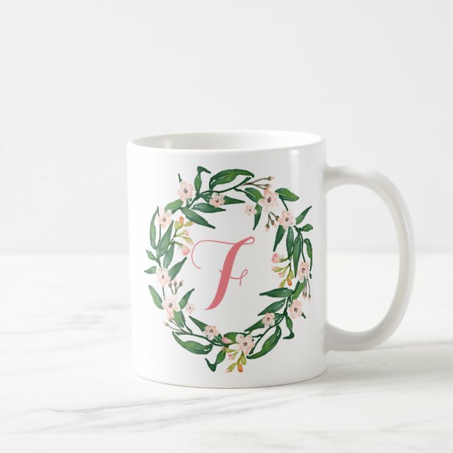 Utandning av monogram Blommigt,födelsedag,Mors dag Kaffemugg (Höger)