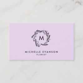 Utandning av Monogram Lavender och Black Blommigt Visitkort
