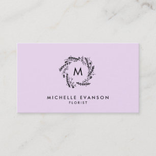 Utandning av Monogram Lavender och Black Blommigt Visitkort
