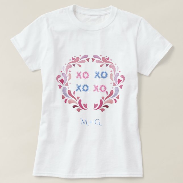 Utandning av prydnadsväxter XO XO Alla hjärtans da T Shirt (Design framsida)