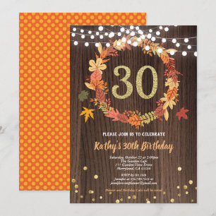 Utandning av Thanksgiving av trä från Fall 30års f Inbjudningar