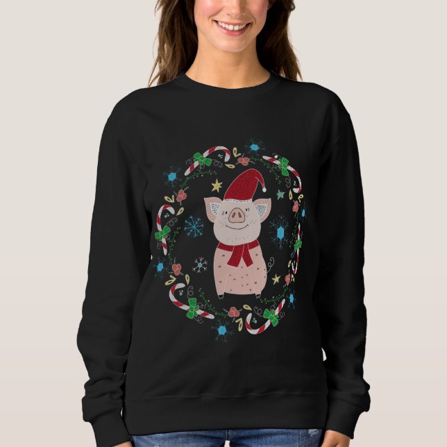 Utandning av utandningsfrasen Gris Candy cane T Shirt (Framsida)