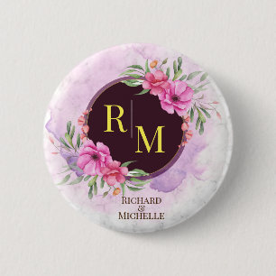 Utandning Blommigt Initial Brev Monogram Namn Marb Knapp