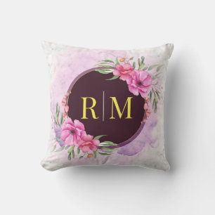 Utandning Blommigt Initial Brev Monogram Namn Marb Kudde