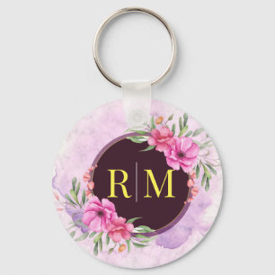 Utandning Blommigt Initial Brev Monogram Namn Marb Nyckelring