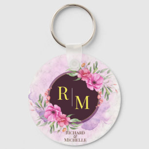 Utandning Blommigt Initial Brev Monogram Namn Marb Nyckelring
