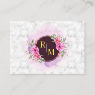 Utandning Blommigt Initial Brev Monogram Namn Marb Visitkort