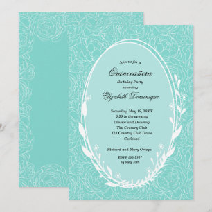 Utandning Blommigt Quinceañera Birthday-inbjudan