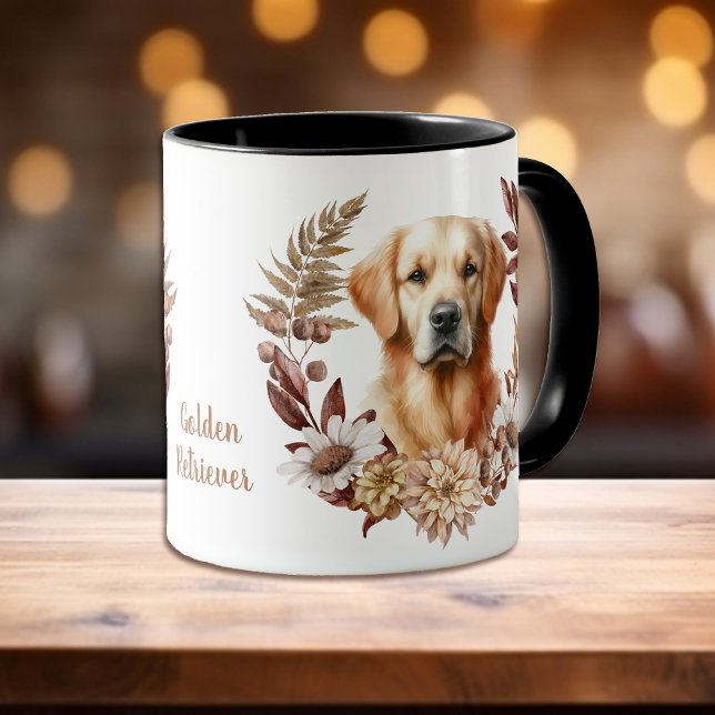 Utandning för hösthösten med Golden Retriever Mugg (Skapare uppladdad)