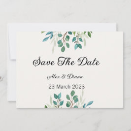 Utandning - Greenery Square sparar datum Julkort