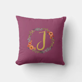 Utandning med Guld Monogram Initial J Cushion Kudde