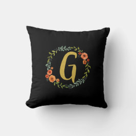 Utandning med Guld Monogram Inledande G Cushion Kudde