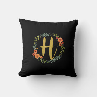 Utandning med Guld Monogram Inledande H Cushion Kudde