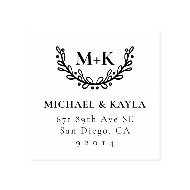 Utandning Monogram Returadress Stämpel (Tryck)