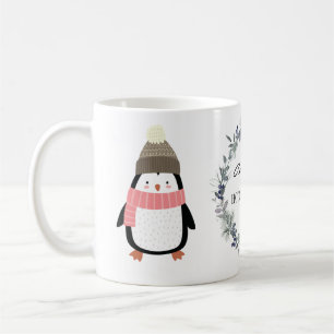 Utandning och personlig av penguin, akut festive kaffemugg