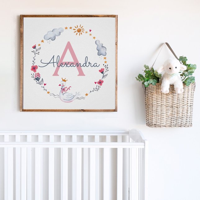 Utandning vid rosa svan & sol blommigt med monogra poster (Skapare uppladdad)