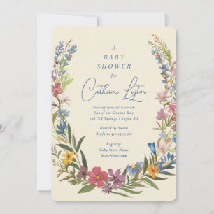 Utandningsbabyskor för vår Blommigt Inbjudningar