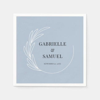 Utandningsblått Bröllop i Monogram Löv Pappersservett