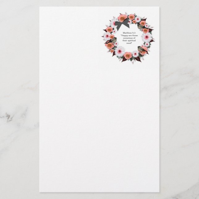 Utandningsblommor Greenery Blommigt Religiösa Gift Brevpapper (Framsida)