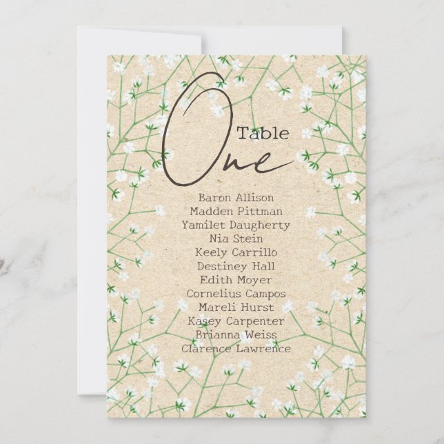 Utandningsblommor Rustic Bröllop Sittdiagram Inbjudningar (Framsida)