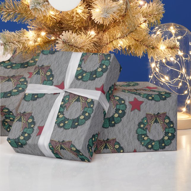 Utandningsfack med Red jul Stars Steel Grått Presentpapper (Helgdagar)