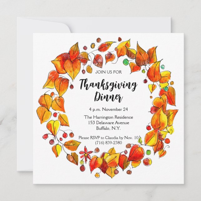 Utandningsfärgad Thanksgiving för rustiska höns -  Inbjudningar (Framsida)