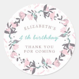 Utandningsfödelsedag för  vår-blommigt tack runt klistermärke