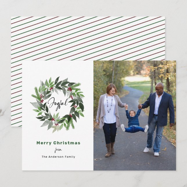 Utandningsfoto av minimalistiskt God jul-Helgdag Julkort (Fram/baksida)