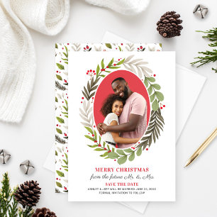 Utandningsfoto för god jul Bröllop spara datum Julkort