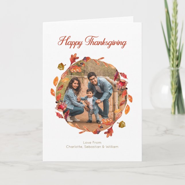 Utandningsfoto för höst färger Happy thanksgiving  Kort (Framsida)