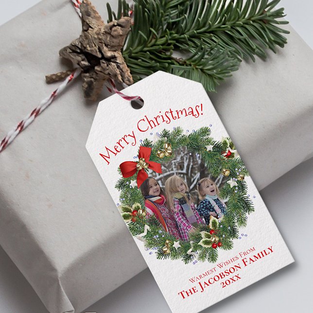 Utandningsfoto i Ram God jul Presentetikett (In Situ Christmas Gift)