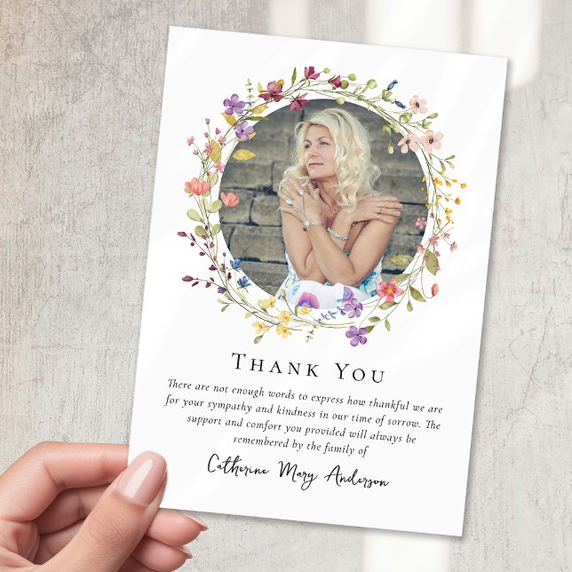 Utandningsfoto Sympati Funeral Memorial blommigt Tack Kort (Skapare uppladdad)