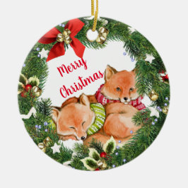 Utandningsfoxar med Helgdag Julgransprydnad Keramik