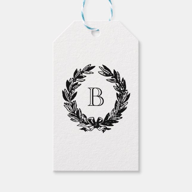 Utandningsinandning i Monogram Bröllop Presentetikett (Framsidan)