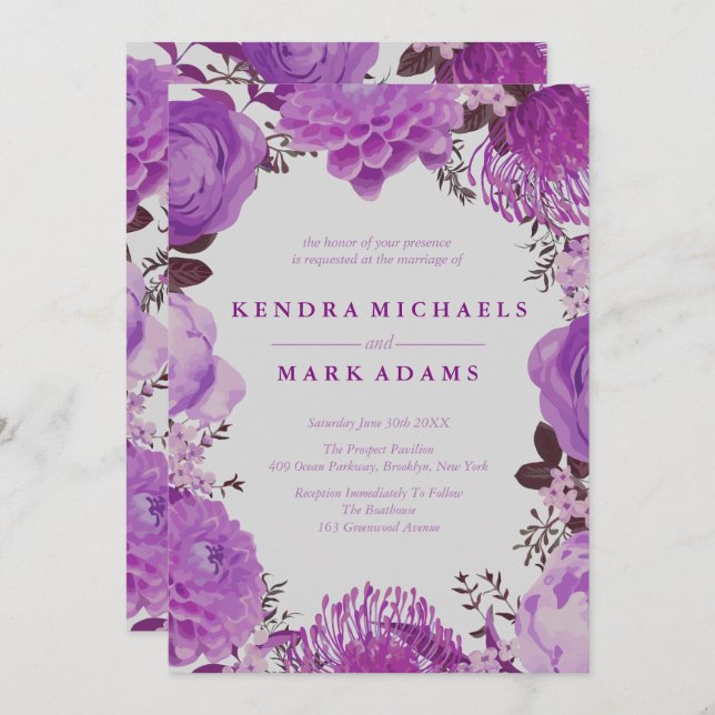 Utandningsinbjudningar till Blommigt för sjuklig L Inbjudningar (Fram/baksida)