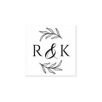 Utandningskran i Löv och Initialer Bröllop Stämpel