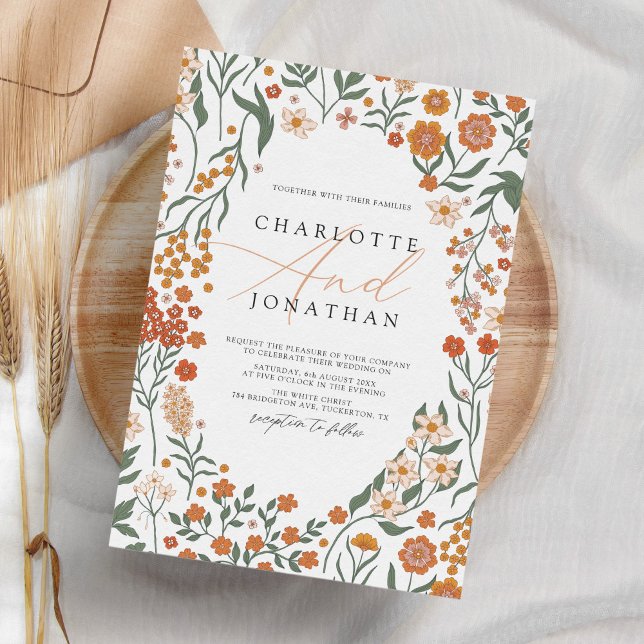 Utandningsluft av vit Blommigt Colorful Bröllop Inbjudningar (Skapare uppladdad)