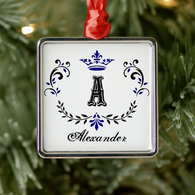 Utandningsmonogram A finare Krona Julgransprydnad Metall (Träd)