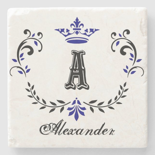 Utandningsmonogram A finare Krona Stenunderlägg (Framsidan)