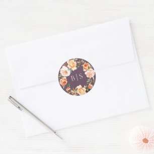 Utandningsmonogram för jordisk höst Blommigt Runt Klistermärke