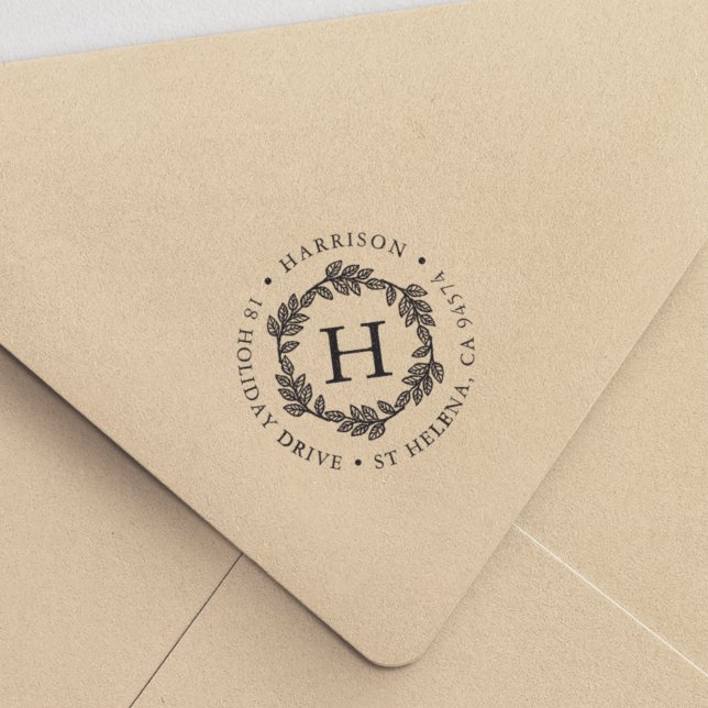 Utandningsmonogram Rund Returadress Självfärgande Stämpel (Skapare uppladdad)
