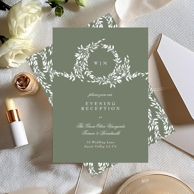Utandningsmonogram Sage Grönt Brölloprecept Tilläggskort (Skapare uppladdad)